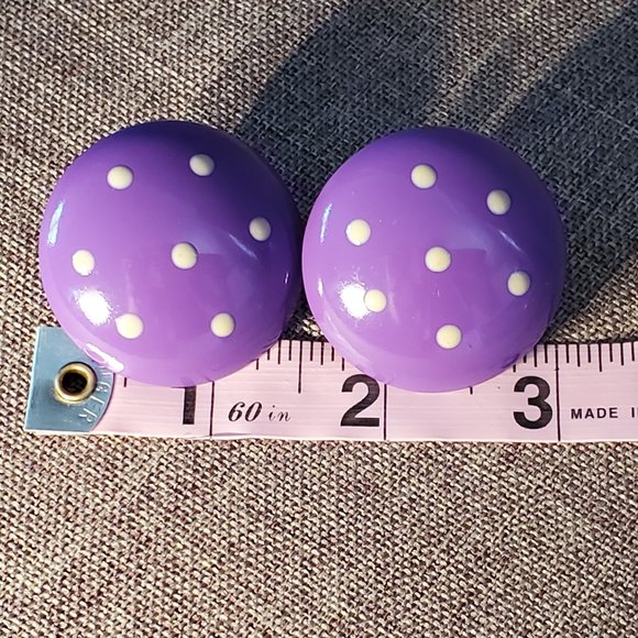 80's Retro Polkadot Clip On Earrings - Picture 3 of 3